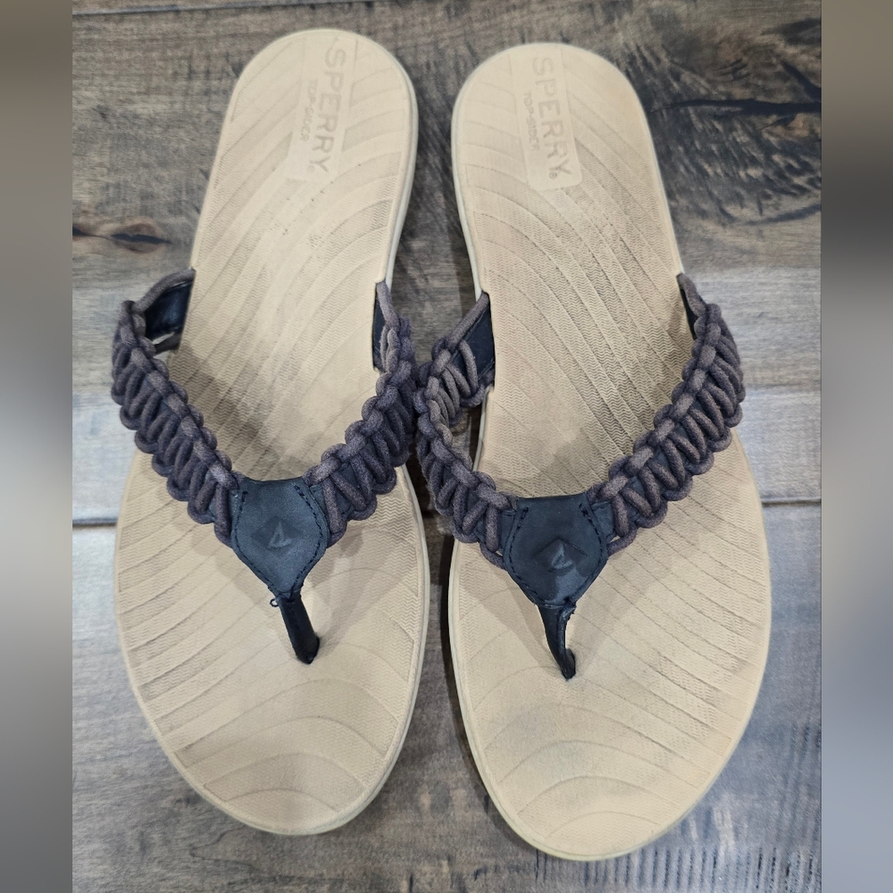 Sperry Navy and Tan Sandals